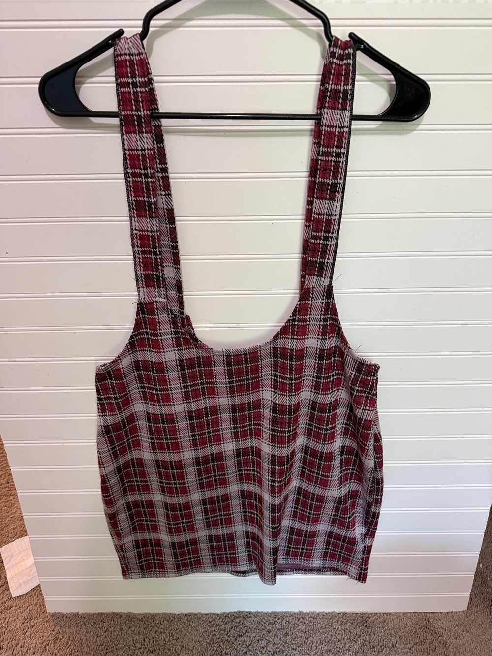 Rainbow Red Plaid Mini Dress with Wide Straps